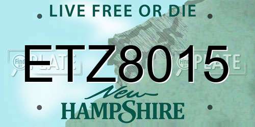 ETZ8015 New Hampshire License Plate