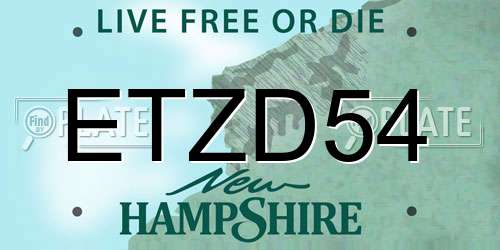 ETZD54 New Hampshire License Plate
