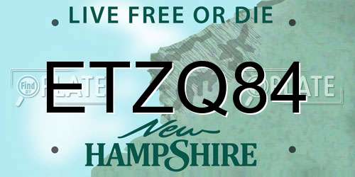 ETZQ84 New Hampshire License Plate