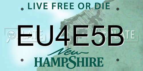 EU4E5B New Hampshire License Plate