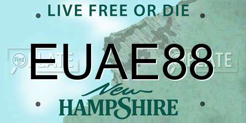 EUAE88 New Hampshire License Plate