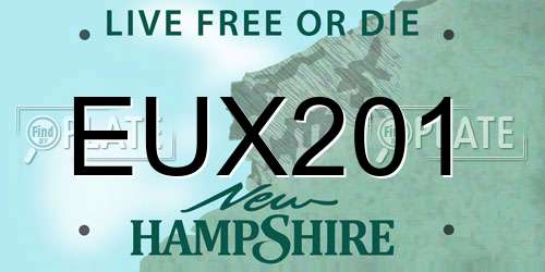 EUX201 New Hampshire License Plate
