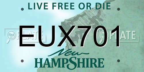 EUX701 New Hampshire License Plate