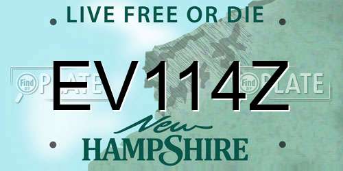 EV114Z New Hampshire License Plate