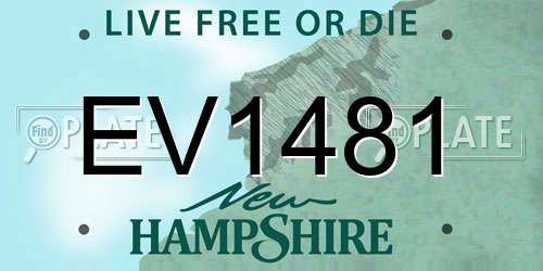 EV1481 New Hampshire License Plate