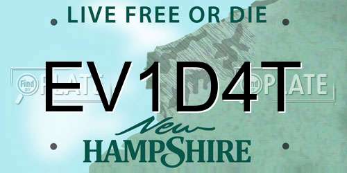 EV1D4T New Hampshire License Plate