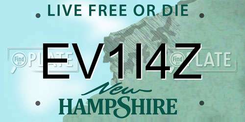 EV1I4Z New Hampshire License Plate