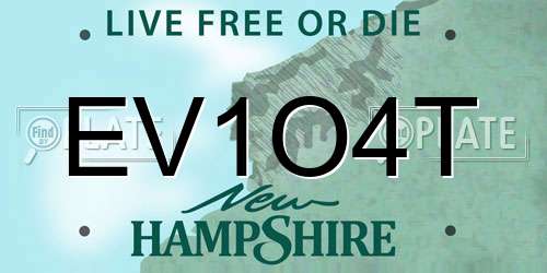 EV1O4T New Hampshire License Plate