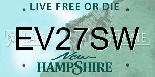 EV27SW New Hampshire License Plate