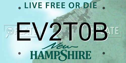 EV2T0B New Hampshire License Plate