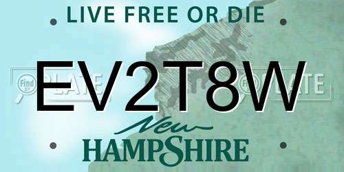 EV2T8W New Hampshire License Plate