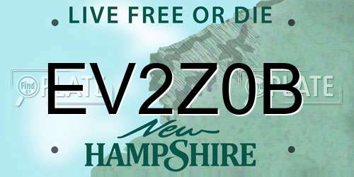 EV2Z0B New Hampshire License Plate