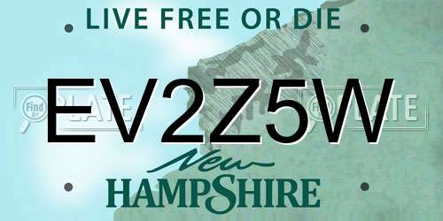 EV2Z5W New Hampshire License Plate