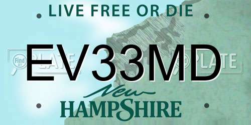 EV33MD New Hampshire License Plate
