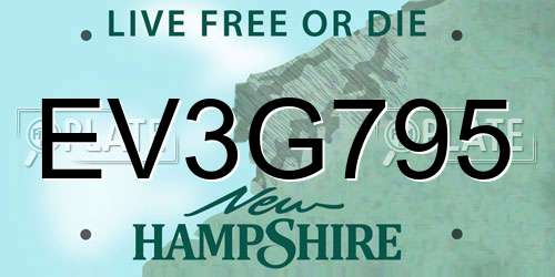 EV3G795 New Hampshire License Plate