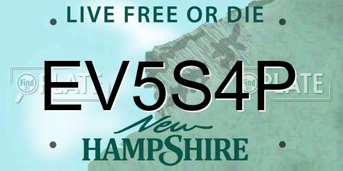 EV5S4P New Hampshire License Plate