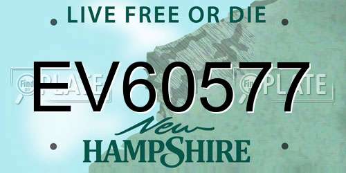 EV60577 New Hampshire License Plate
