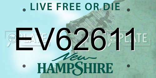 EV62611 New Hampshire License Plate