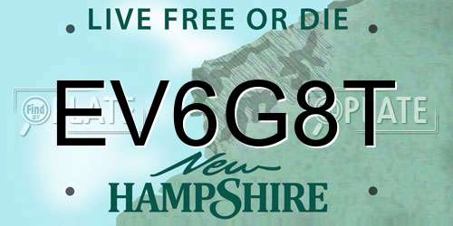 EV6G8T New Hampshire License Plate