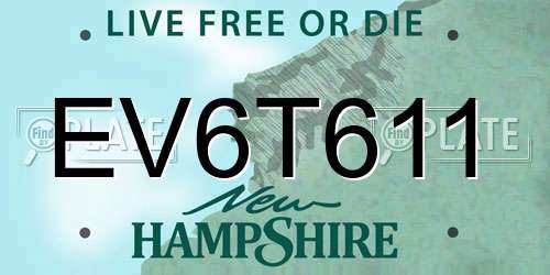EV6T611 New Hampshire License Plate