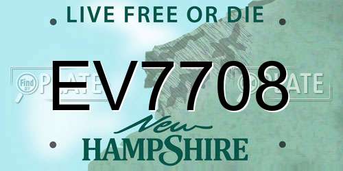 EV7708 New Hampshire License Plate