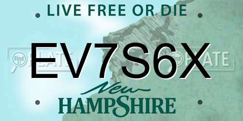 EV7S6X New Hampshire License Plate