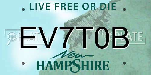 EV7T0B New Hampshire License Plate