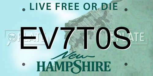 EV7T0S New Hampshire License Plate