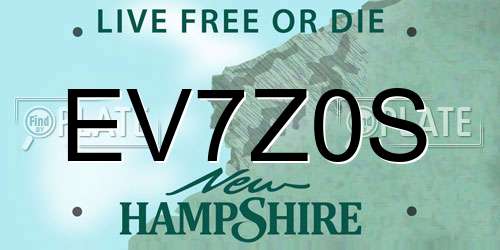 EV7Z0S New Hampshire License Plate