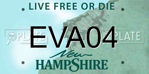 EVA04 New Hampshire License Plate