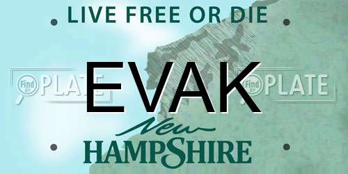 EVAK New Hampshire License Plate