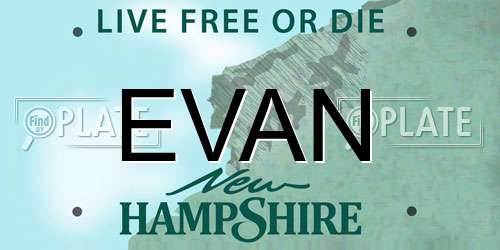 EVAN New Hampshire License Plate