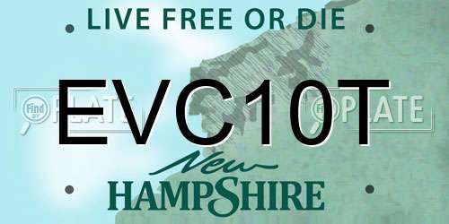 EVC10T New Hampshire License Plate