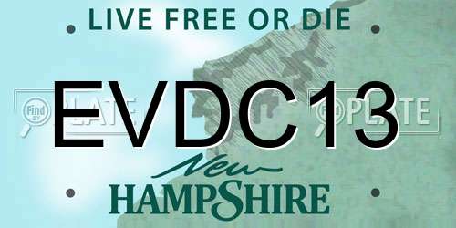 EVDC13 New Hampshire License Plate