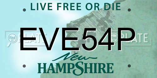 EVE54P New Hampshire License Plate