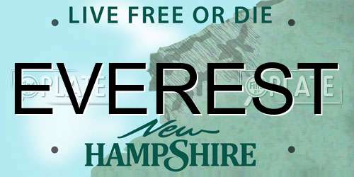 EVEREST New Hampshire License Plate
