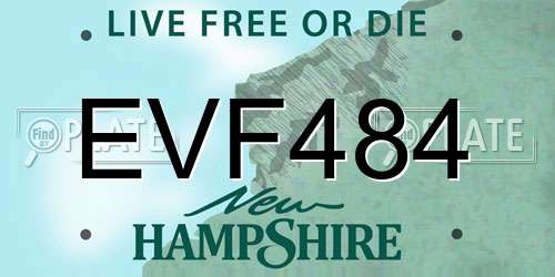 EVF484 New Hampshire License Plate