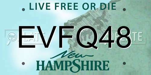 EVFQ48 New Hampshire License Plate