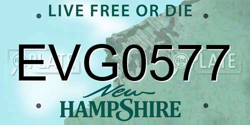 EVG0577 New Hampshire License Plate