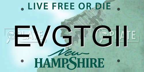EVGTGII New Hampshire License Plate