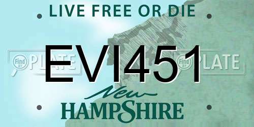 EVI451 New Hampshire License Plate