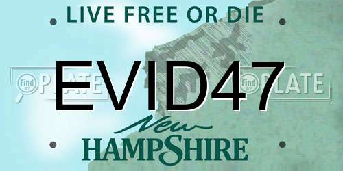 EVID47 New Hampshire License Plate