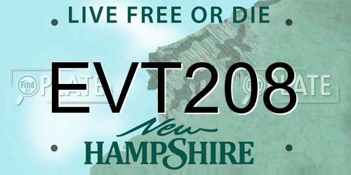 EVT208 New Hampshire License Plate