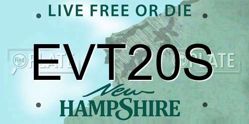 EVT20S New Hampshire License Plate