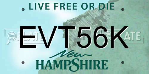 EVT56K New Hampshire License Plate