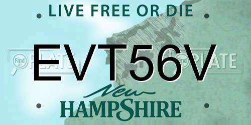 EVT56V New Hampshire License Plate