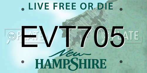 EVT705 New Hampshire License Plate
