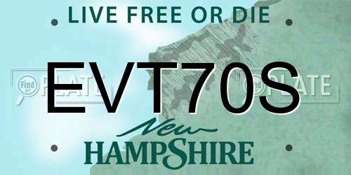 EVT70S New Hampshire License Plate