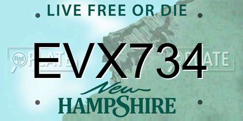 EVX734 New Hampshire License Plate
