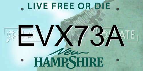 EVX73A New Hampshire License Plate